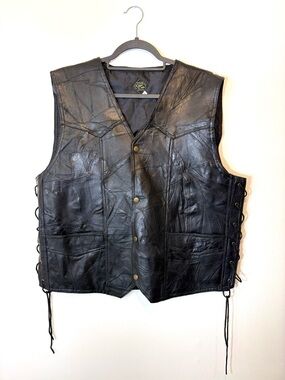 Canyon Creek Leather Vest XL Lace Sides Never Worn (Minor Storage Wear)